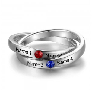 Mother's Ring, Birthstone Ring, Sterling Silver Personalized Engravable Ring JEWJORI102738